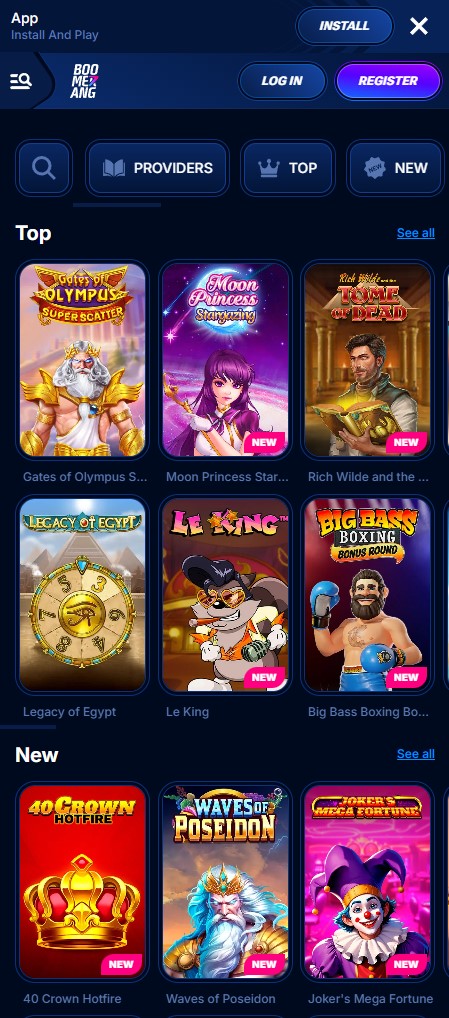 Boomerang Casino Mobile App auf dem Smartphone